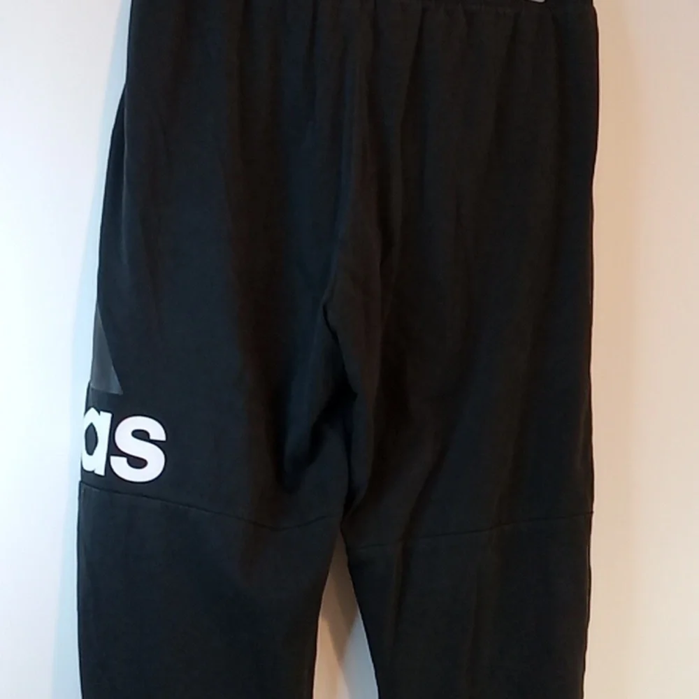 Adidas Spell Out Sweatpants Jogging Pants Black Drawstring Men's Sz L EUC NICE!